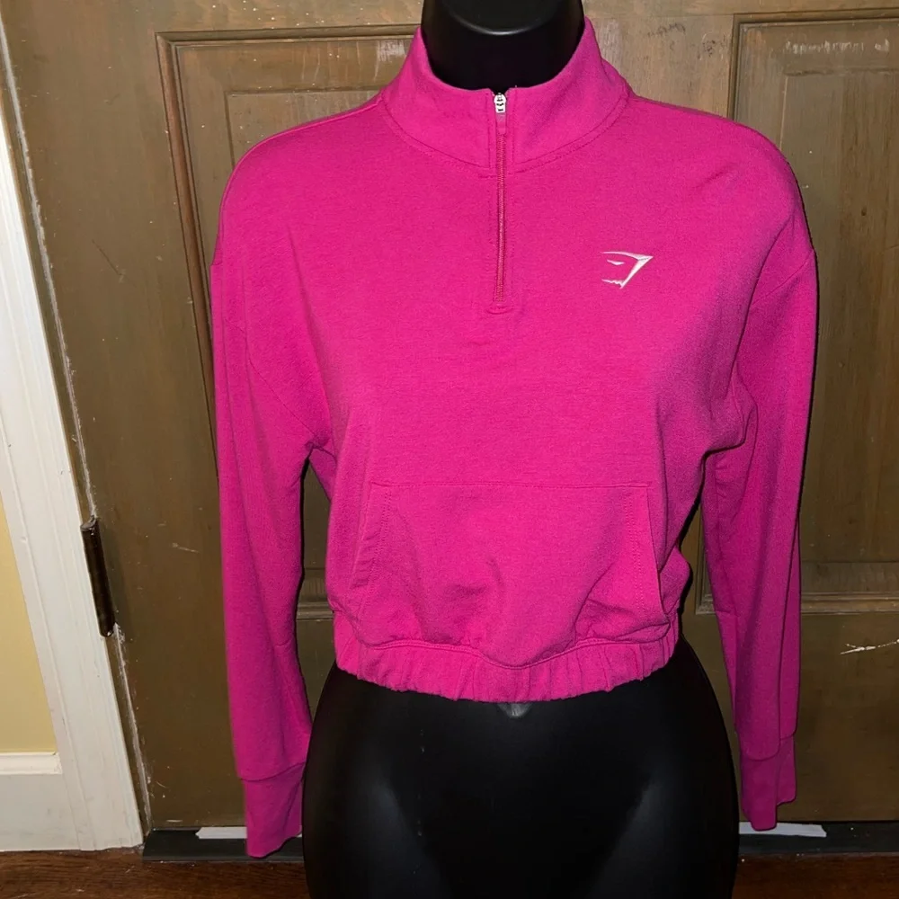 Gymshark Dragon Pink Workout Training Pippa Cropped Quarter-Zip Pullover Size XS - Picture 7 of 12